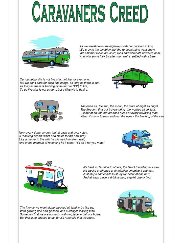 Tea Towel - Caravaners Creed for wholesale by Allgifts Australia