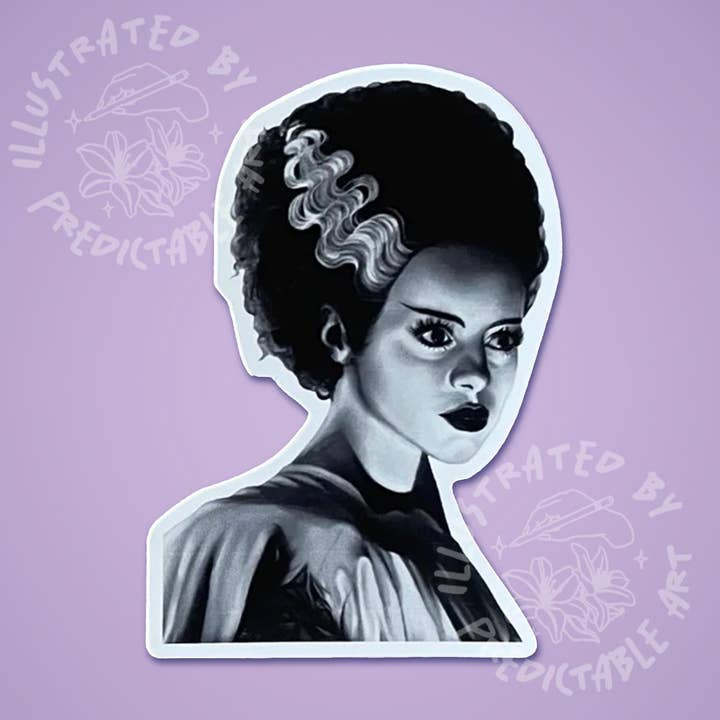Autocolante de Vinil Mate da Noiva de Frankenstein | Ilustração de Retrato de Elsa Lanchester por atacado de Predictable Art