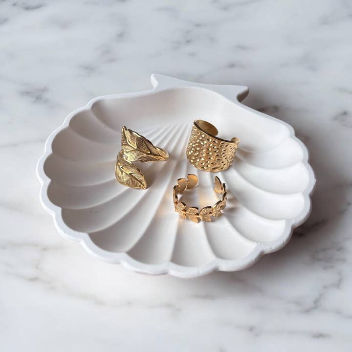 DUESTELLE ITALIA - Wholesale Band/stacked ring - Edera - Botanical Pattern Ring in Gold-Plated Stainless Steel Waterproof2