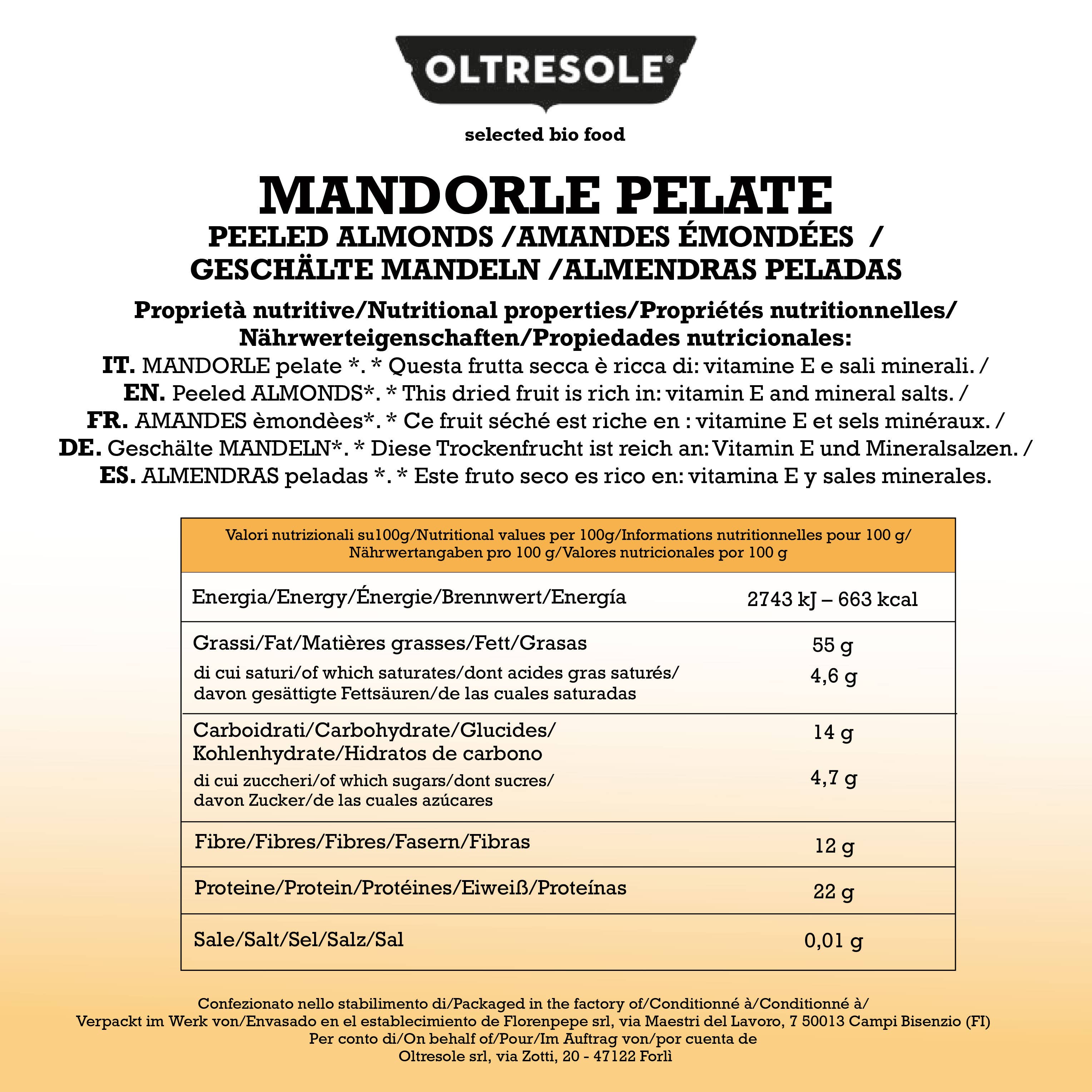 Oltresole – Frutos secos por atacado – AMÊNDOAS CRUAS DESCASCADAS 1 Kg4