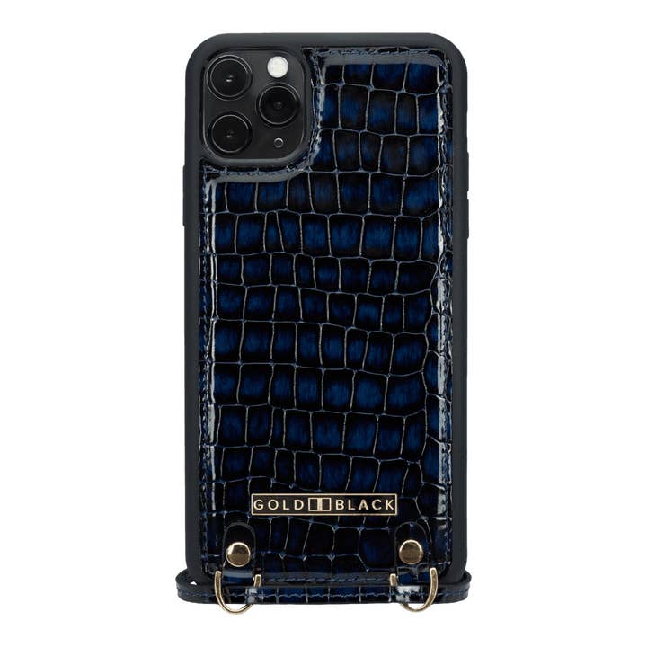 Funda de piel para iPhone 11 Pro Max con collar Milano Azul para venta al por mayor de GOLDBLACK