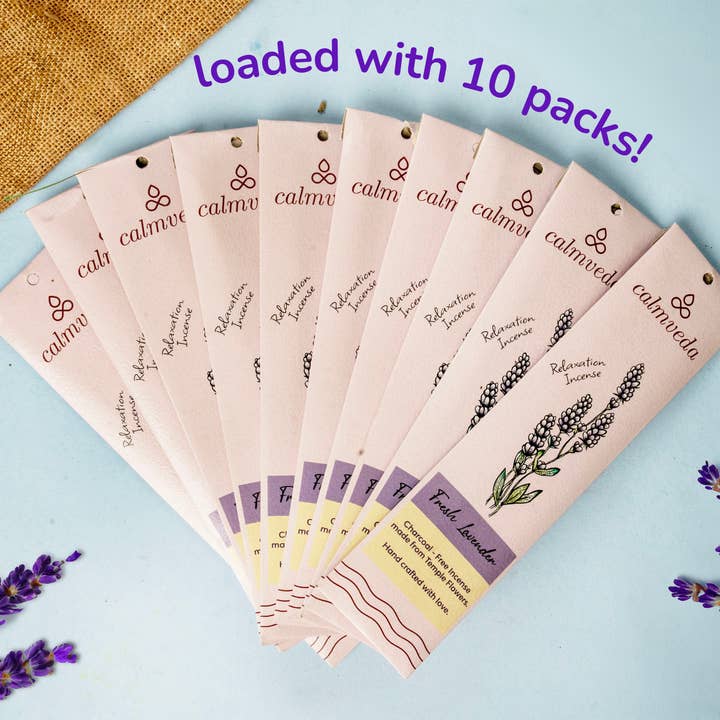 Calmveda Incense & Aromatherapy - Wholesale Incense - Fresh Lavender Charcoal free Incense Display set-10x12 Stick