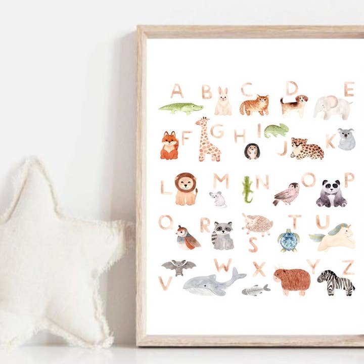 Art mural pour chambre d'enfant de A à Z pour chambre d'enfant | Nursery Print-74 pour la vente par Love Flora Studio