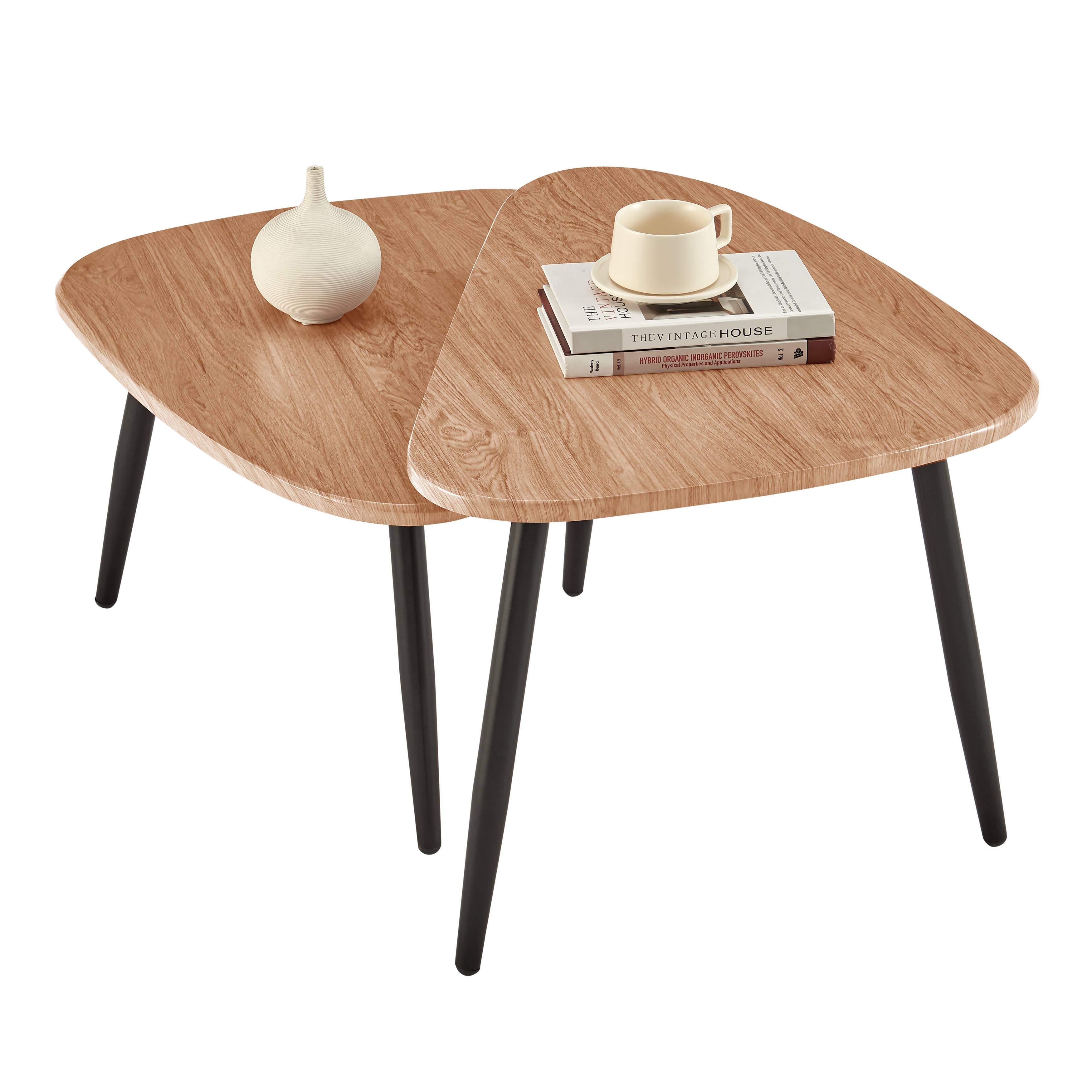 Danya B - Vente Tables basses - Ensemble de 2 tables basses semi-emboîtables ovales en forme de goutte d'Aurora4