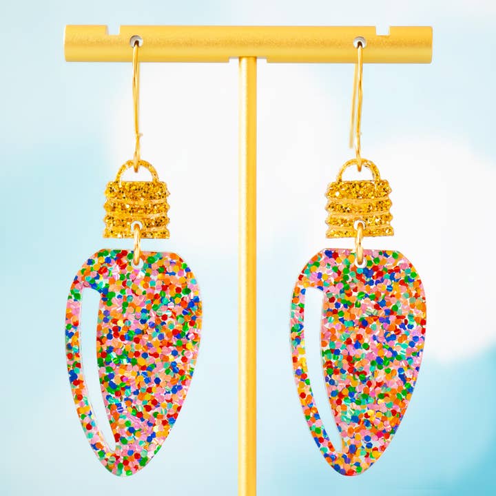 Momenti di Vita - Wholesale Dangle Earrings - Christmas Bulb Earrings Confetti Glitter Holiday Dangles