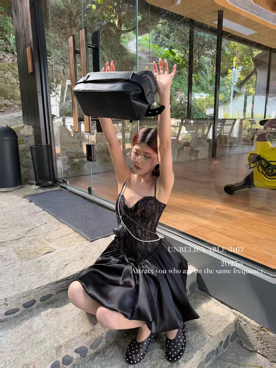 Chilli Girl Collection - Wholesale Dress - Women's - Camisole style corset bubble lace dress in black 3