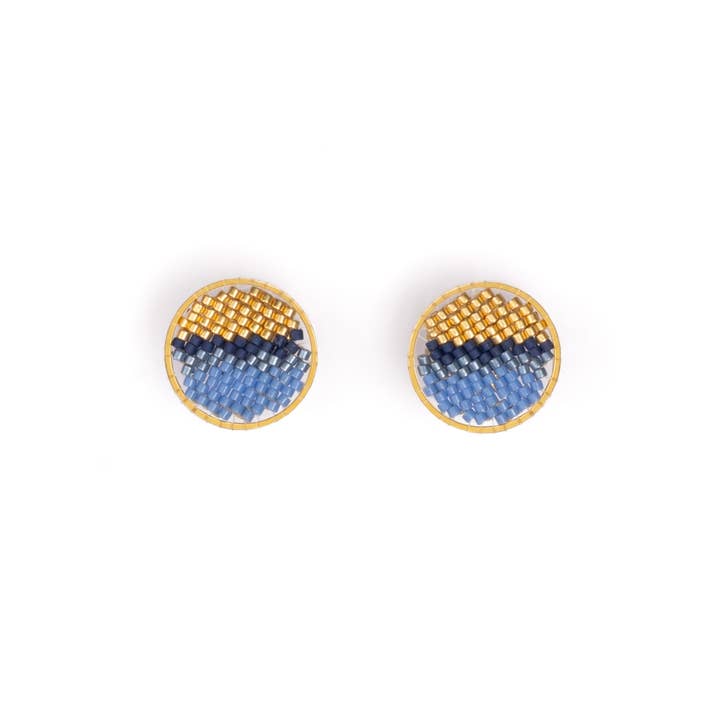 Mayana Designs Co - Wholesale Stud/Post Earrings - Beaded Handwoven Sweet Tart Stud Earrings (Aqua)