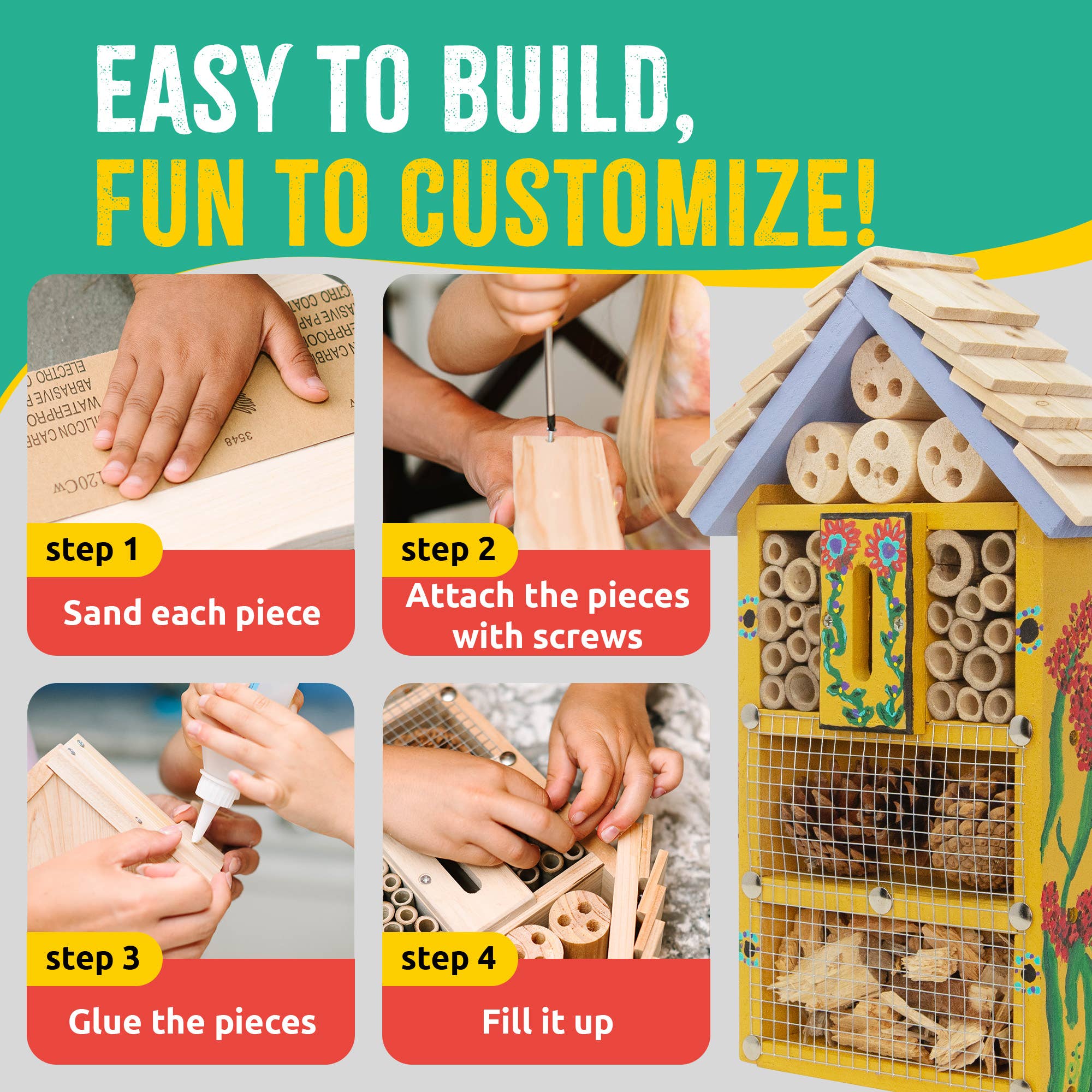 SparkJump - Wholesale DIY Craft Kit - Kids - Bug Hotel Butterfly House Woodworking Kit4