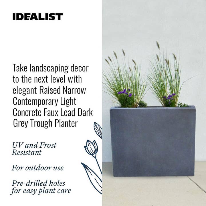 Idealist Lite Fibrestone Planters - Wholesale Planter Box - IDEALIST Raised Contemporary Light Concrete Trough Planter
