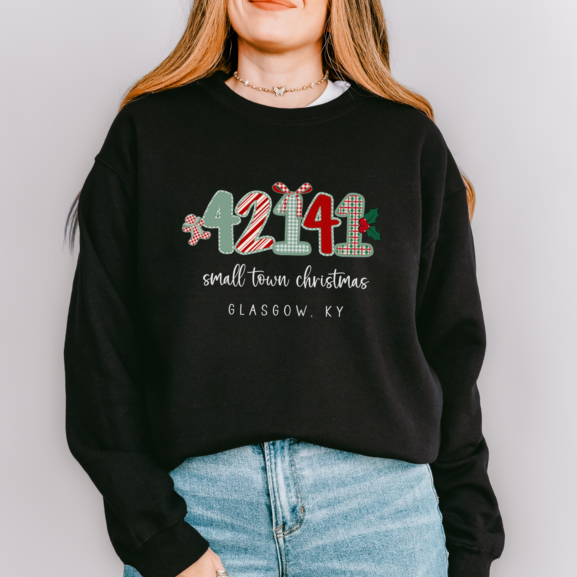 Scripted Pearl - Vente Sweat-shirt à imprimés – femme - Sweatshirt de Noël personnalisé avec graphique de petite ville.10