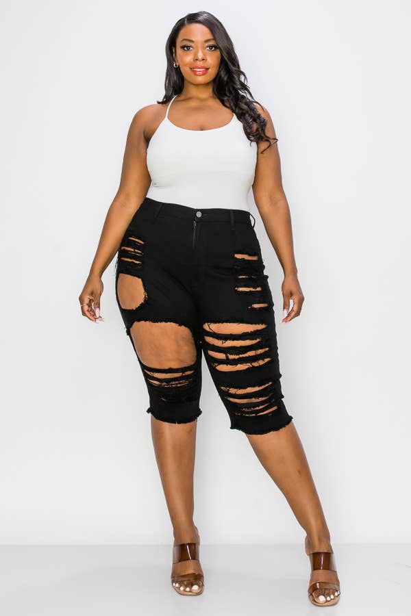 The Map Jeans - Wholesale Shorts - Women's - Curvy Plus-Size Bermuda Jean Shorts 5006P0