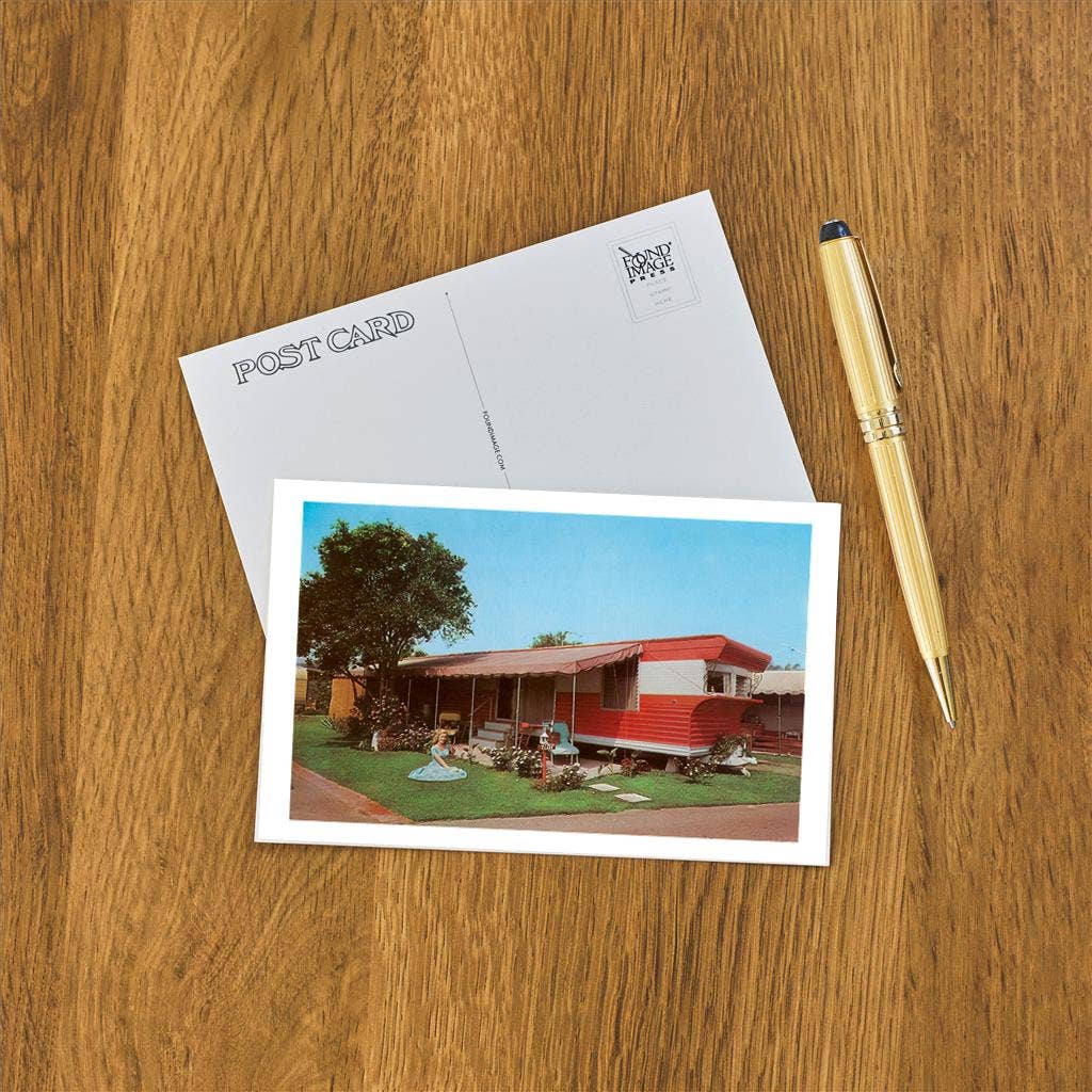 Found Image Press - Wholesale Postcard - Postcard RS-94 Trailer with Awning in Park1