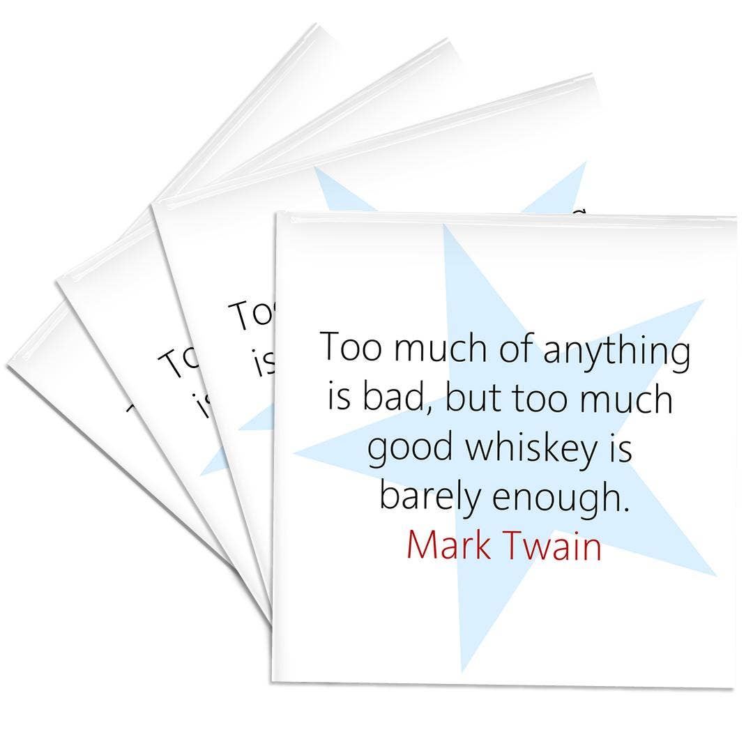 3dRose - Vendita all'ingrosso Sottobicchiere - 3dRose, Citazioni di Mark Twain - Troppo di qualsiasi cosa è male, Sottobicchiere0