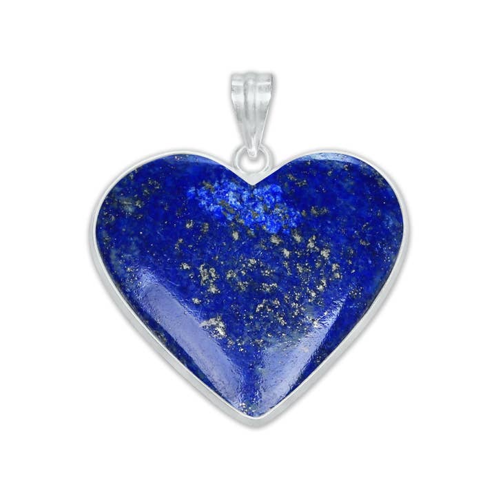 Handmade Jewels - Wholesale Individual charm/pendant - Lapis Lazuli Heart Pendants - Silver Plated, Mixed Sizes, Simple Works7