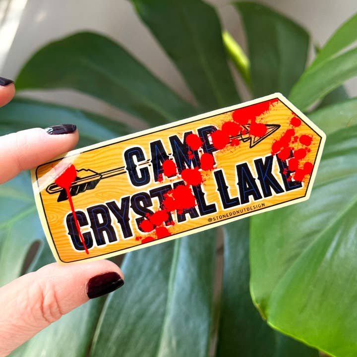 Camp Crystal Lake Vinyl Sticker for wholesale by Stone Donut Design, LLC