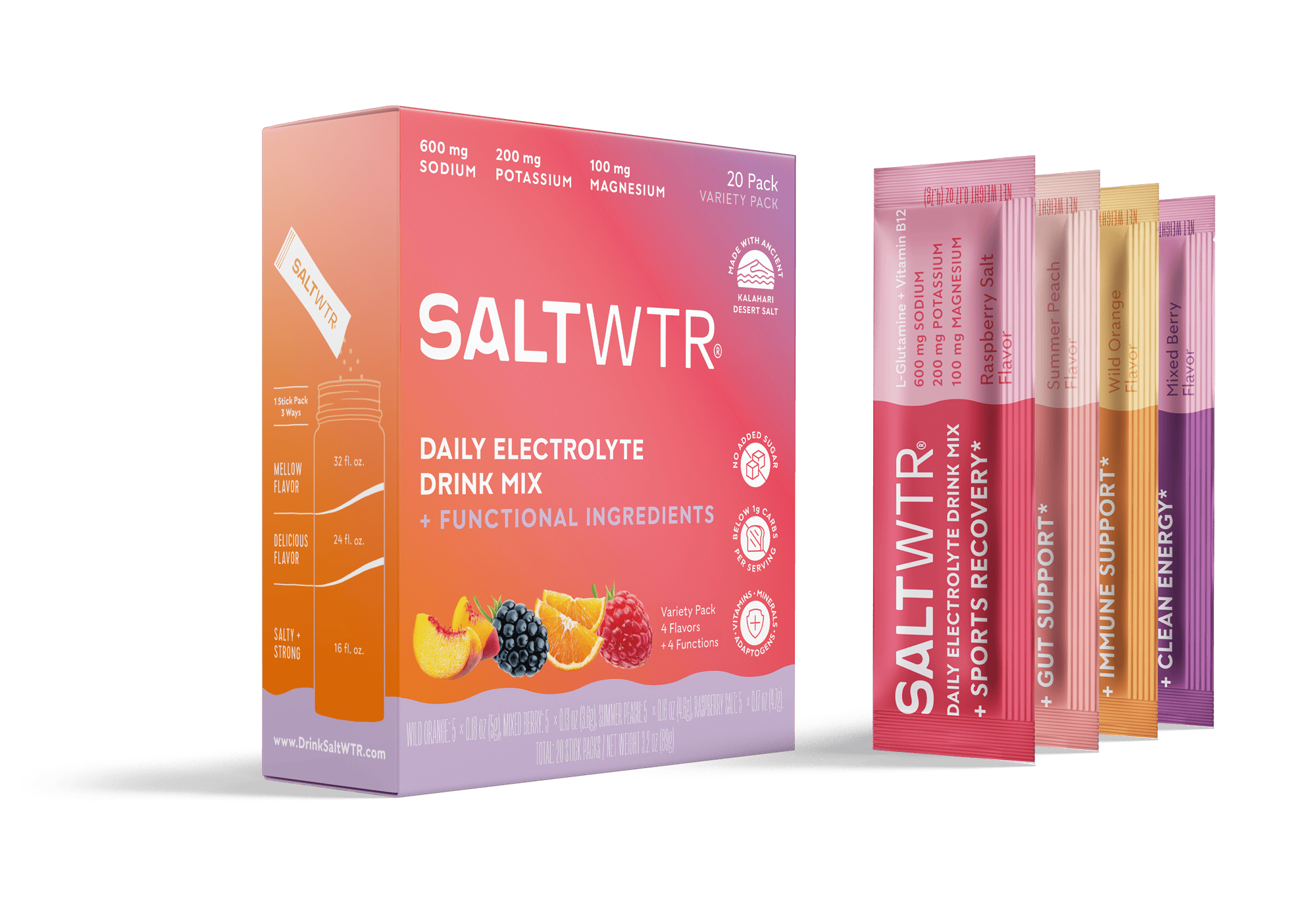 SOiL Organic Aromatherapy and Skincare - Wholesale Powdered Health Drink - SaltWTR Daily Functional Electrolytes - Variety Pack0
