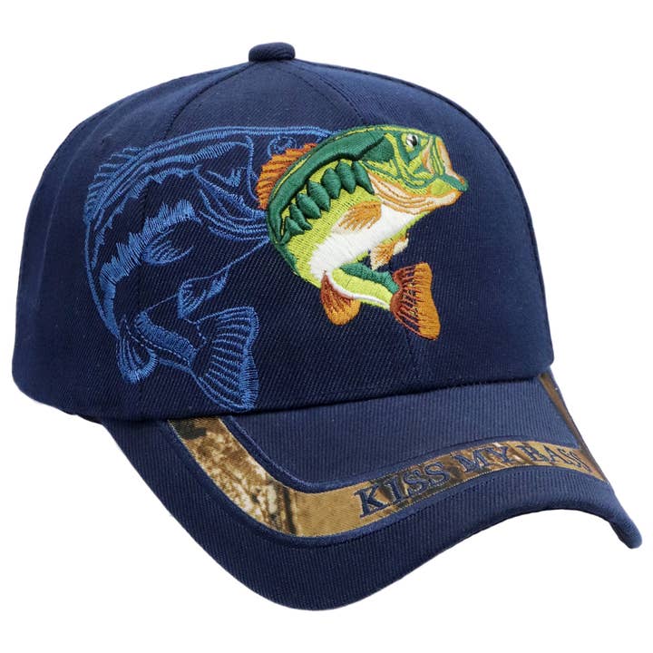 Cap Zone - Vendita all'ingrosso Cappellino da baseball - Unisex - Berretto da baseball Kiss My Bass Fish in acrilico con chiusura in velcro