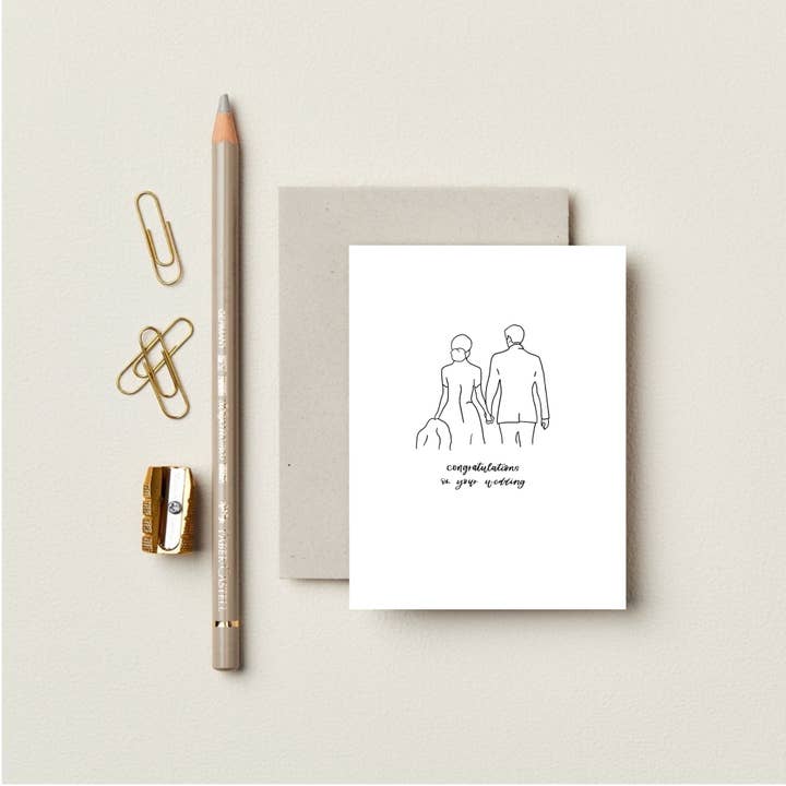 Wedding Congrats Card | simple greeting card hand drawn card for wholesale by Christine Collective Co
