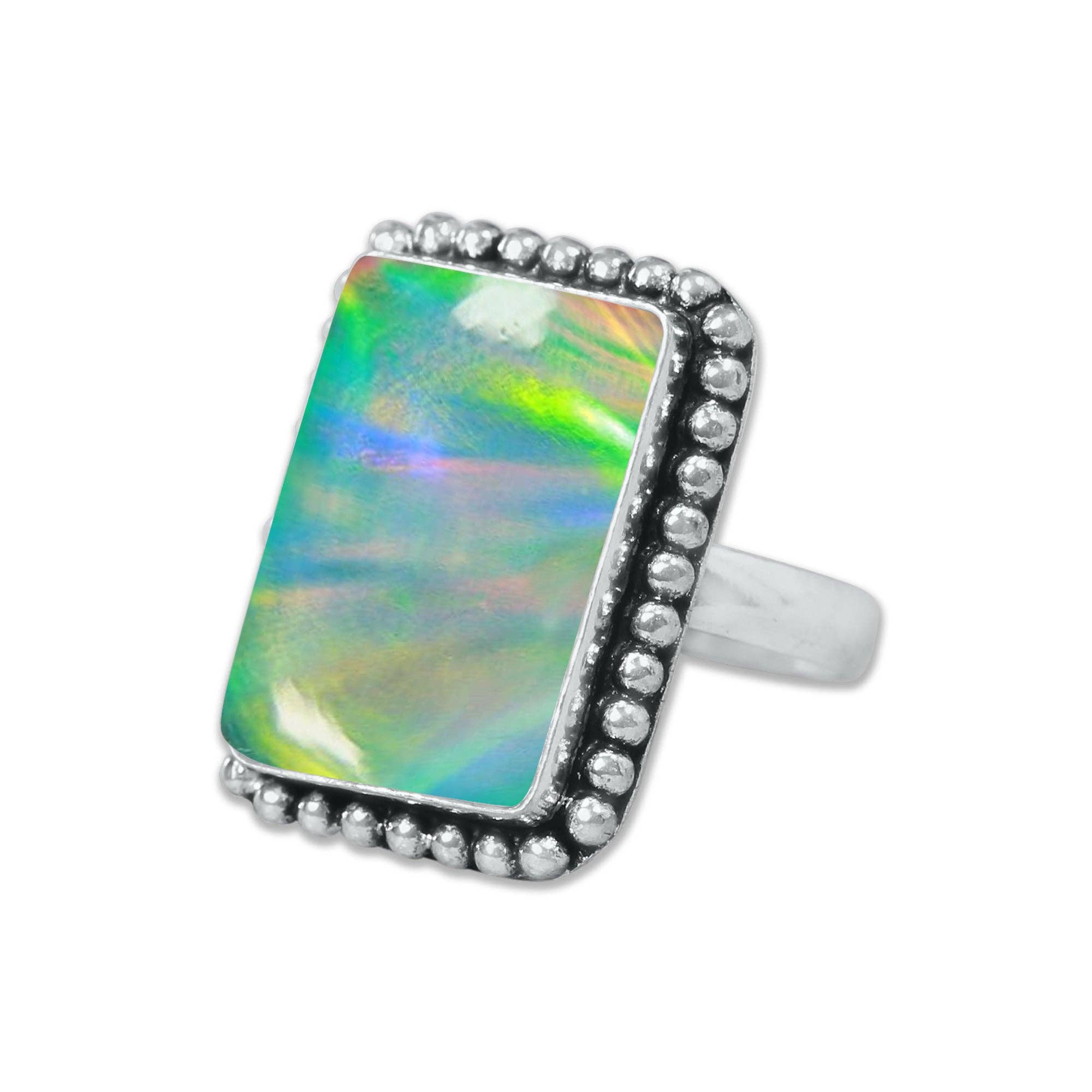 Handmade Jewels – wholesale Cocktail/Statement Ring – Aurora Opalringar – handgjorda, silverpläterade med blandade boho-mönster (tillverkas på beställning)2