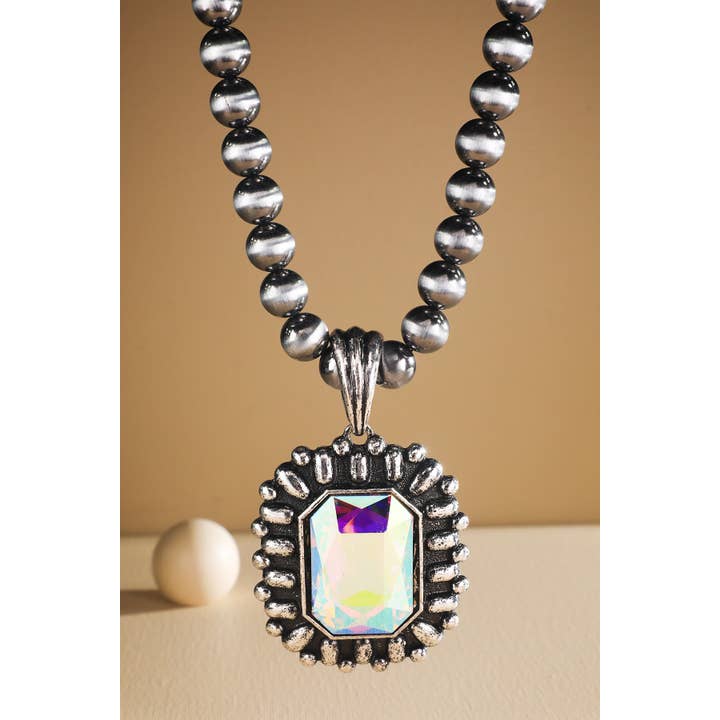 SILVER SBAB Western Bubble Rectangle Navajo Pearl Necklace for wholesale on Faire1