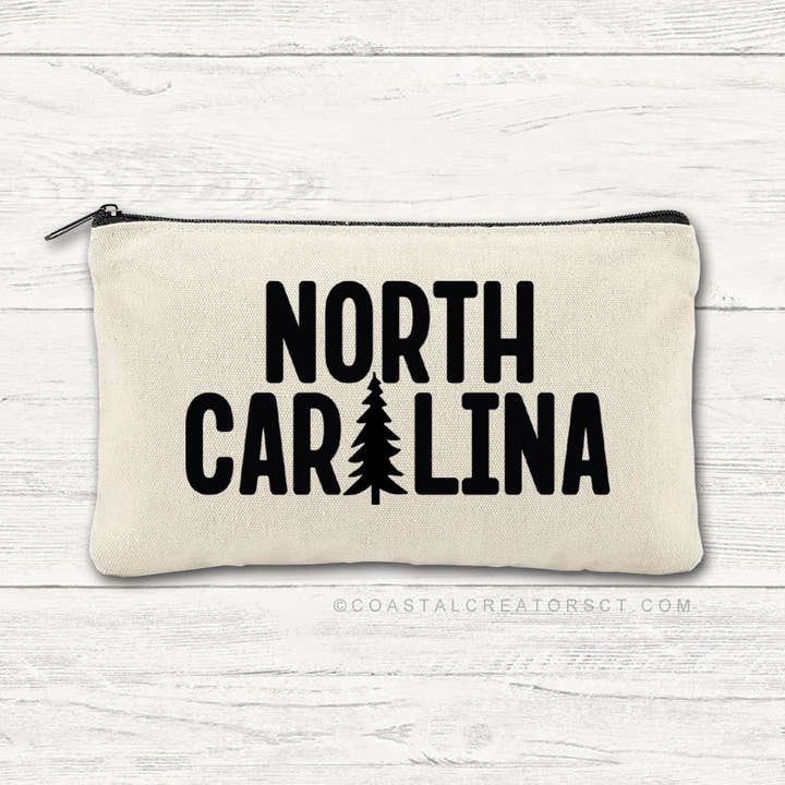 North Carolina Multi-Purpose Canvas Travel Pouch (Packaged) for wholesale by Coastal Creators of Connecticut