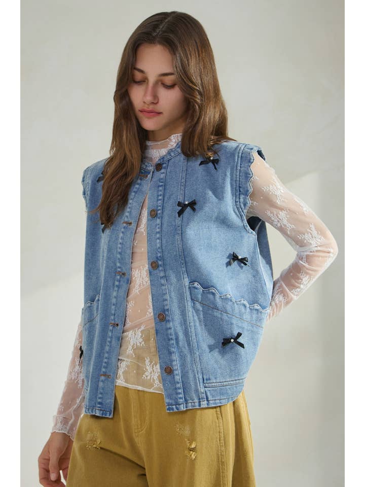 Plus Acid Washed Denim Vest for wholesale on Faire2