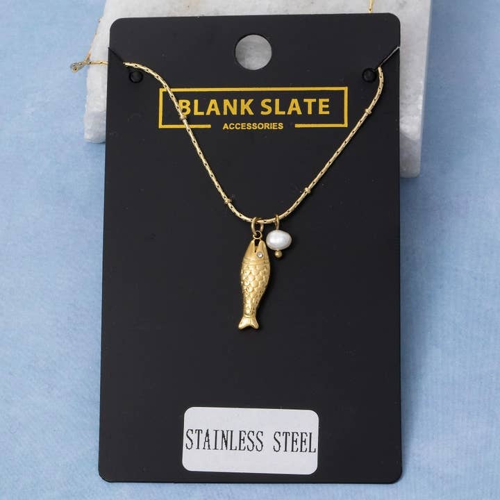 G Edelstahl Fisch- und Perlenanhänger Halskette für den Großhandel auf Faire1