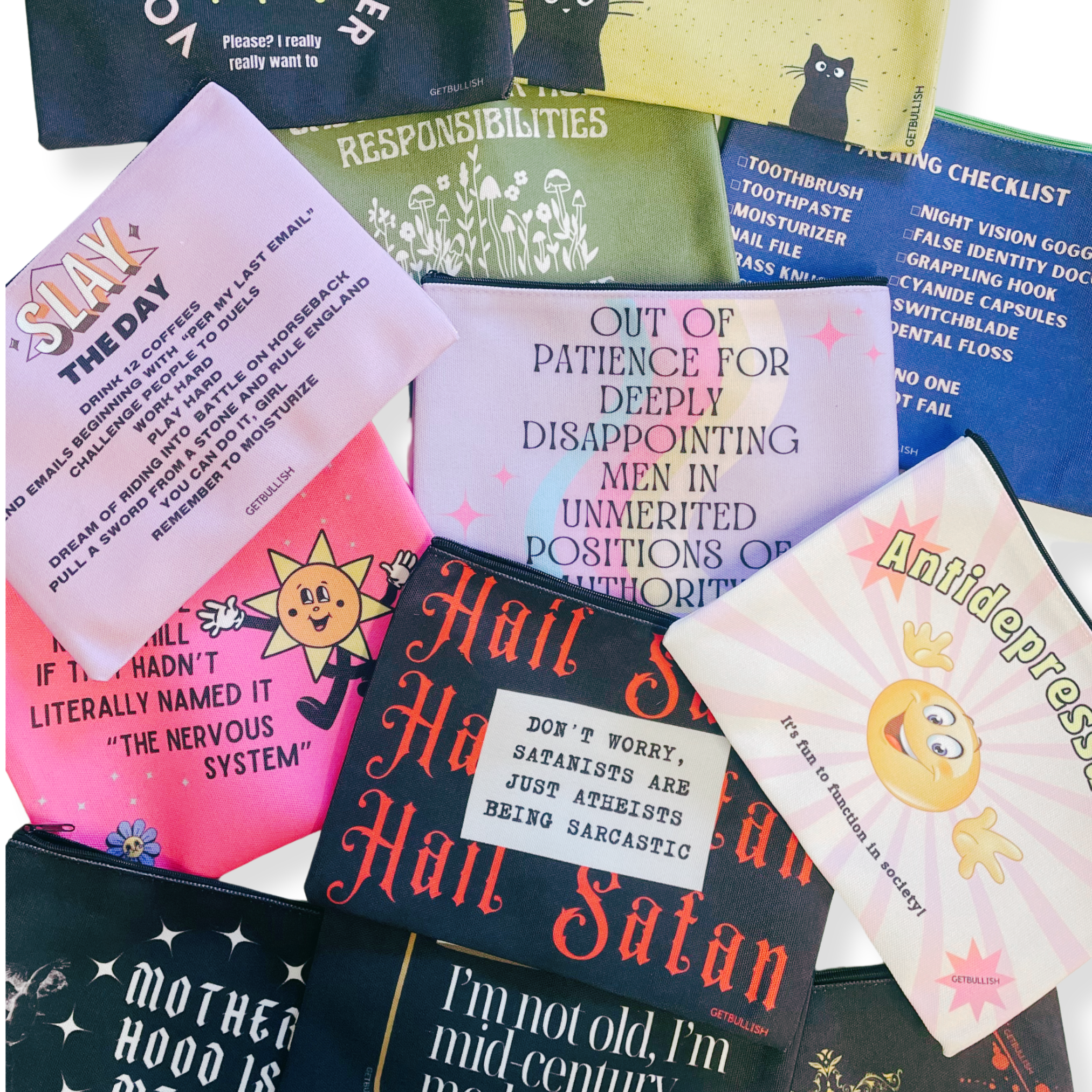 GetBullish - Wholesale Pencil Case/Pouch - GetBullish Out of Patience with Disappointing Men Feminist Canvas Zipper Pouch 9.5" x 7" | Cosmetics Bag or Pencil Case6