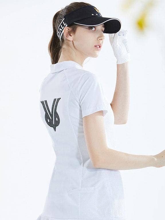 Vestido rosado com gola alargada por atacado de Nevermindall Golf