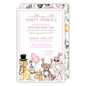 RosanneBeck Collections - Wholesale Invitations - Handpainted New Year Pooches Large Flat