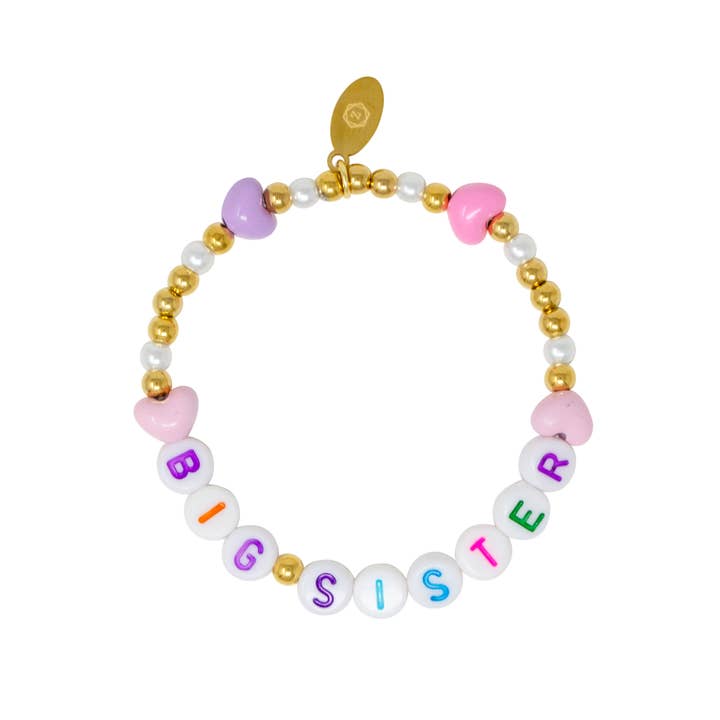 Tiny Treats and ZOMI GEMS - Wholesale Beaded Bracelet - Kids - Big Sis/Lil Sis Hearts Bracelet Tower