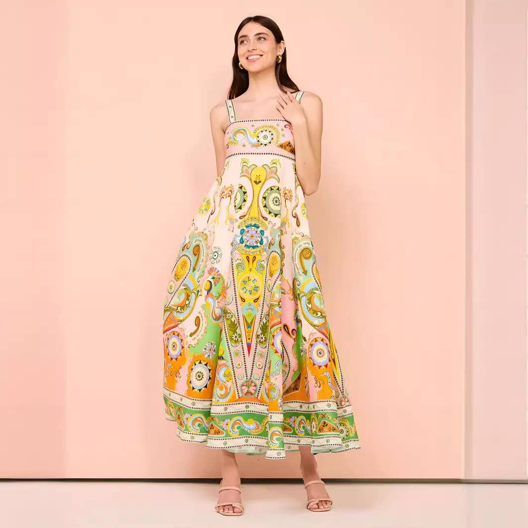 Hope & Sunshine - Vente Robe – femme - Robe évasée en lin à imprimé graffiti31