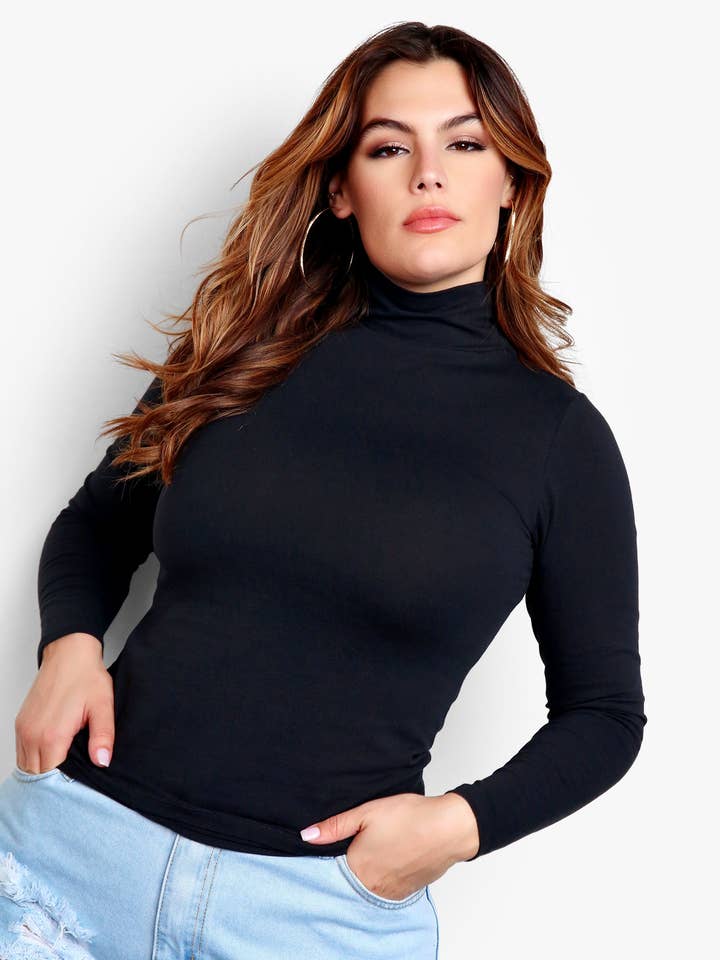 Warm Feelings Turtleneck Long Sleeve Top - Black for wholesale by REBDOLLS