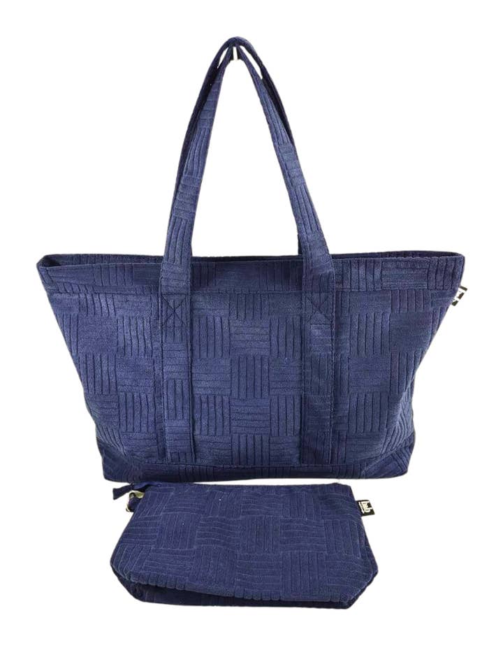 Sac en tissu éponge bleu marine pour la vente par Bag and Bougie