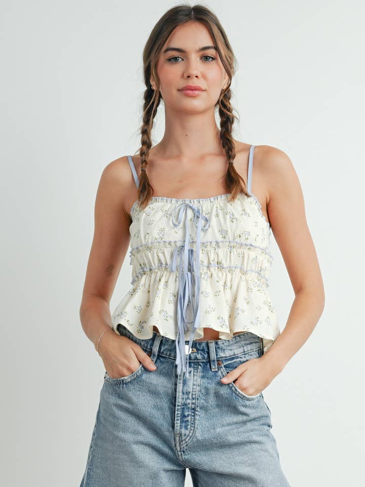 Haut à volants fleuri - BMT7688 pour la vente par BUTTERMELON