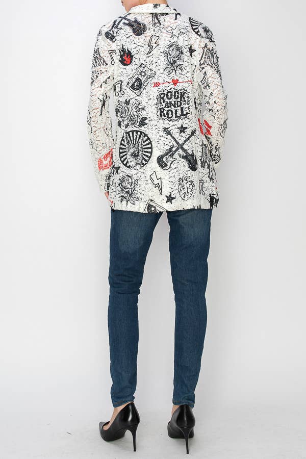 Glam Sequin Embellished Lace Blazer Jacket - 4800IV RNR for wholesale on Faire3