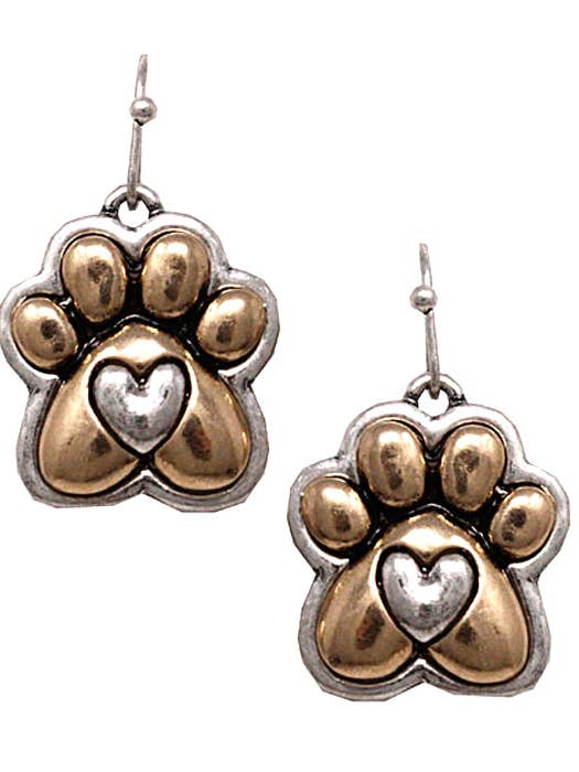 ( TX1337 ) PET LOVERS PAW PRINT EARRING for wholesale by Jewelry Max