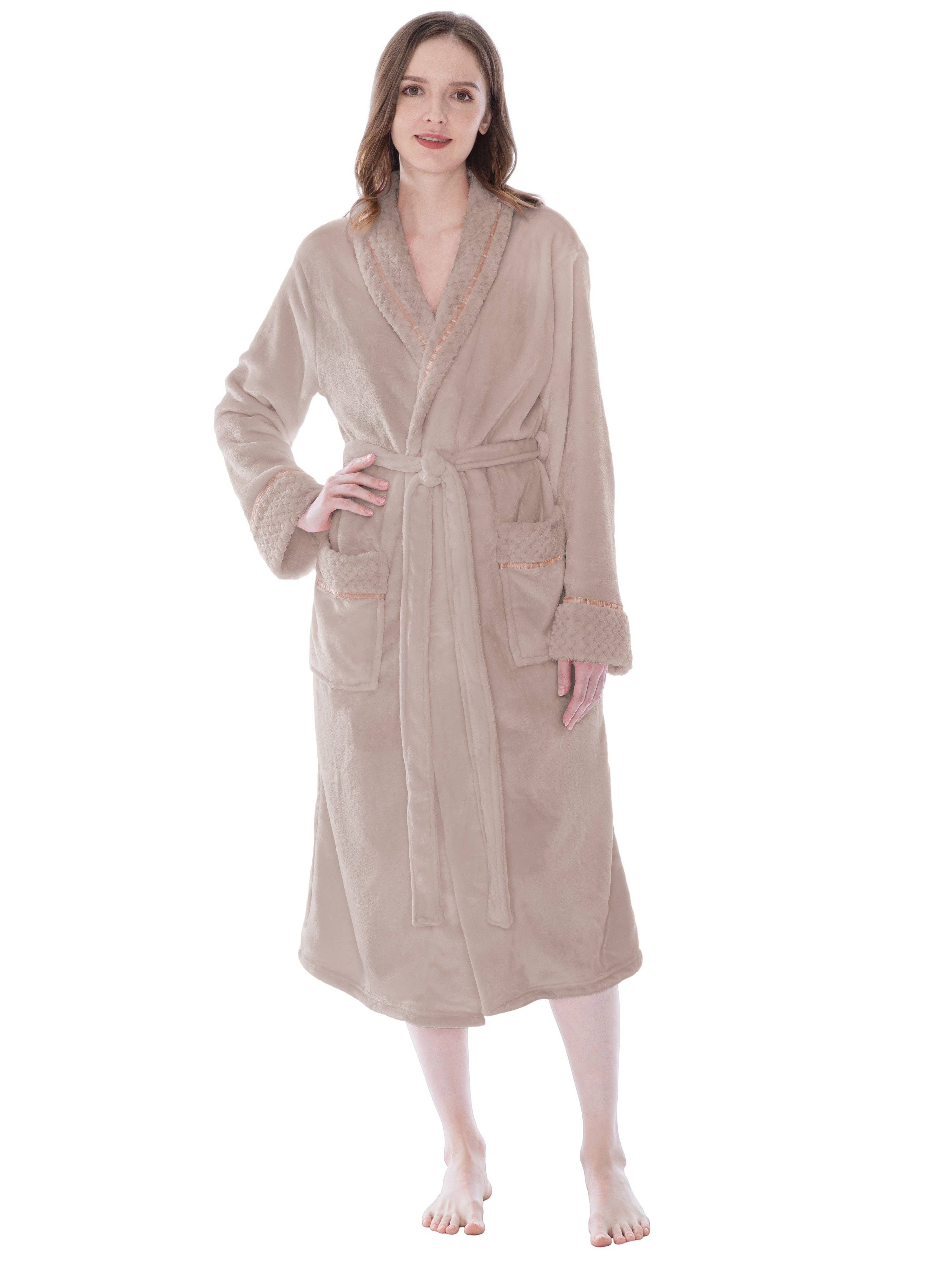 Pavilia - Wholesale Badjas - Dames - Damesbadjas van fleece met satijnen en wafelkanten65