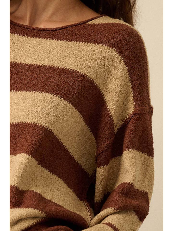Promesa USA - Wholesale Knit Sweater - Women's - Textured Striped Knit Rolled-Edge Sweater19
