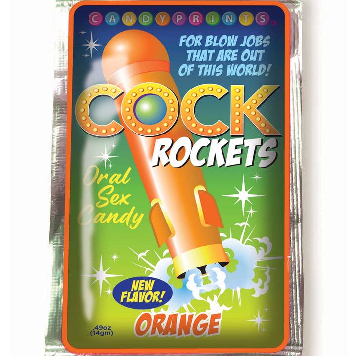 Little Genie Productions - Vente Sex toys - Bonbons Cock Rockets pour sexe oral, présentoir de 36 pièces saveur punch aux fruits, pomme verte et orange🍹🍏🍊1