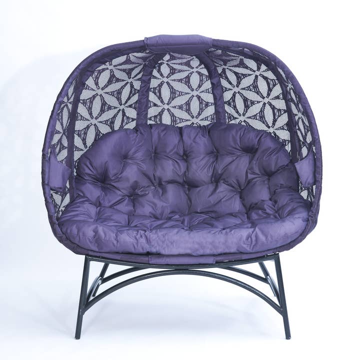 FlowerHouse - Vente Chaises - Causeuse confortable citrouille en fleur de vie violet3