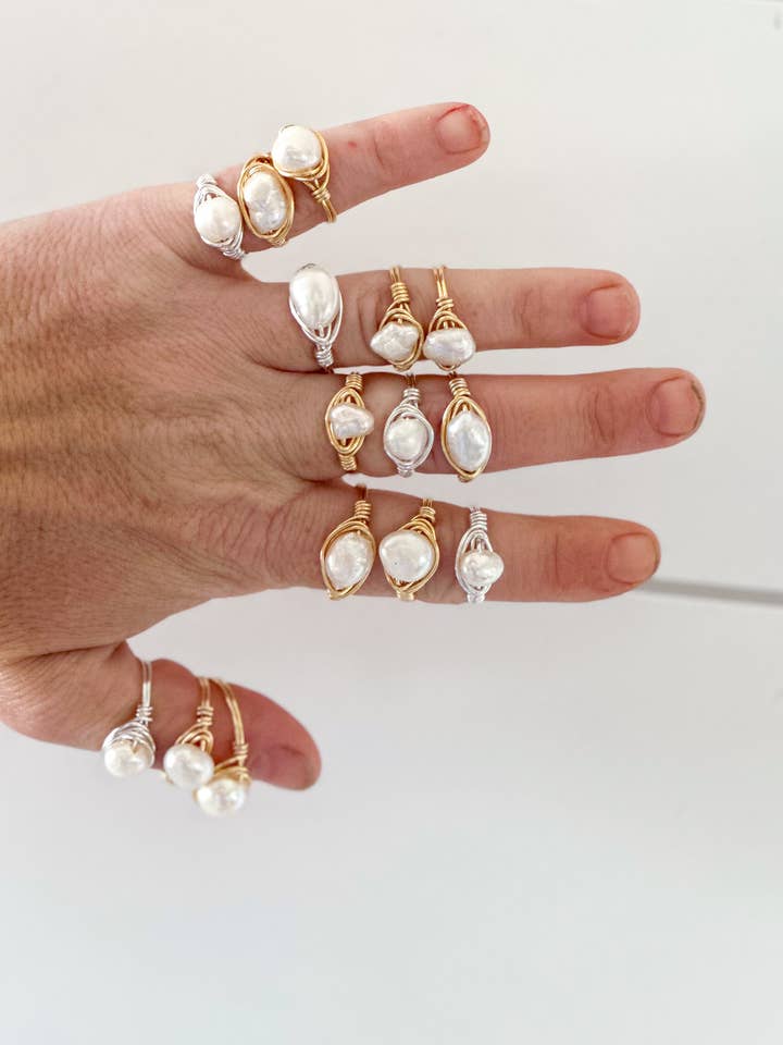 Pärltrådslindad ring | Sötvattensmycken | Odlade för wholesale av Elise Marie DeSigns