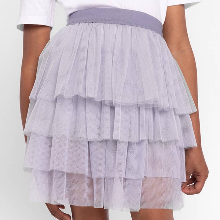 4-stufiger Tüllrock - Hellgrauer Mini für den Großhandel von LĒ·LĀ·LŌ