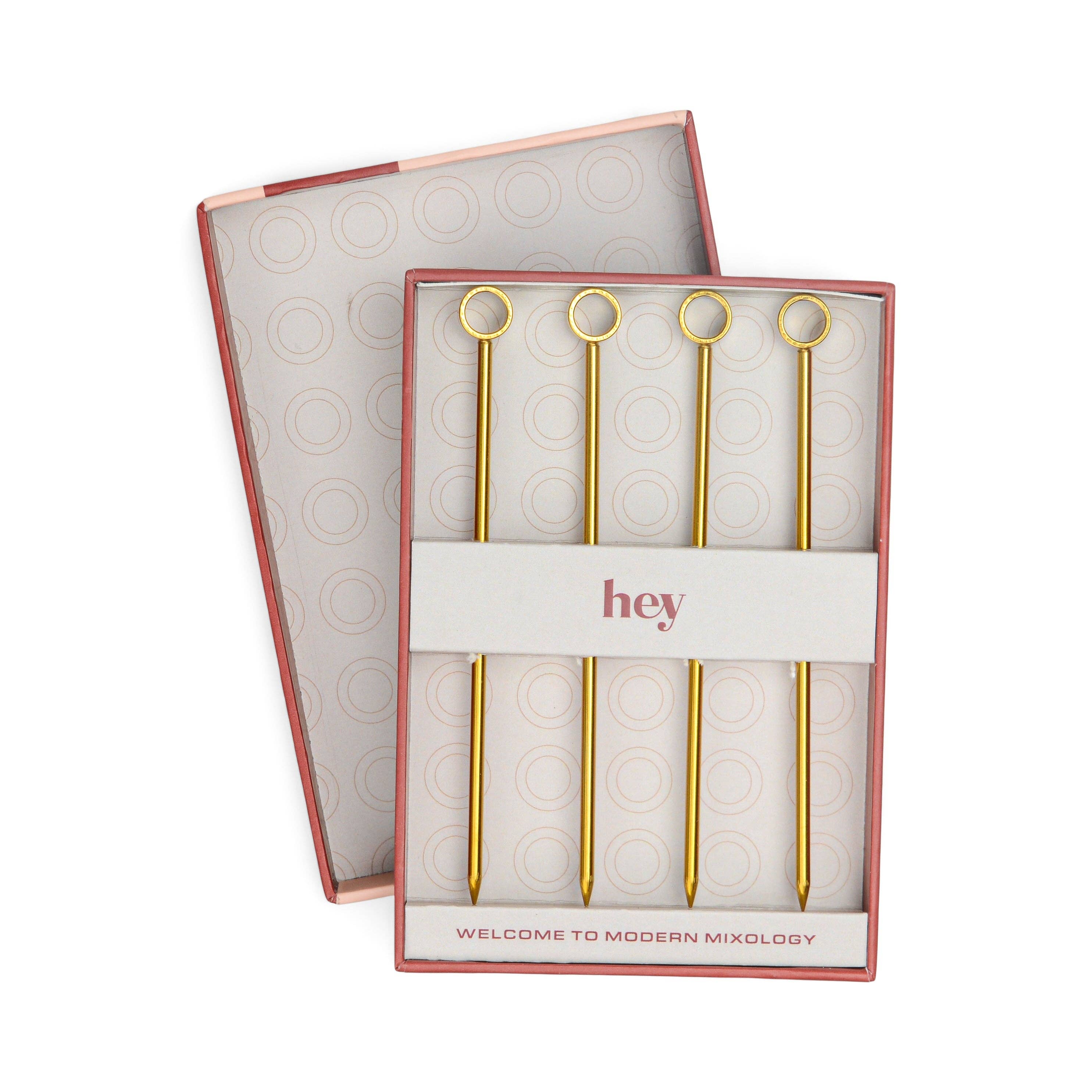 Designworks Collective – wholesale Cocktail pick – Here's How "The Owen" Gold Cocktail Picks - Set of 43