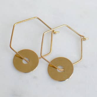 Hexagonal hoop earrings for wholesale by Atelier AMAND