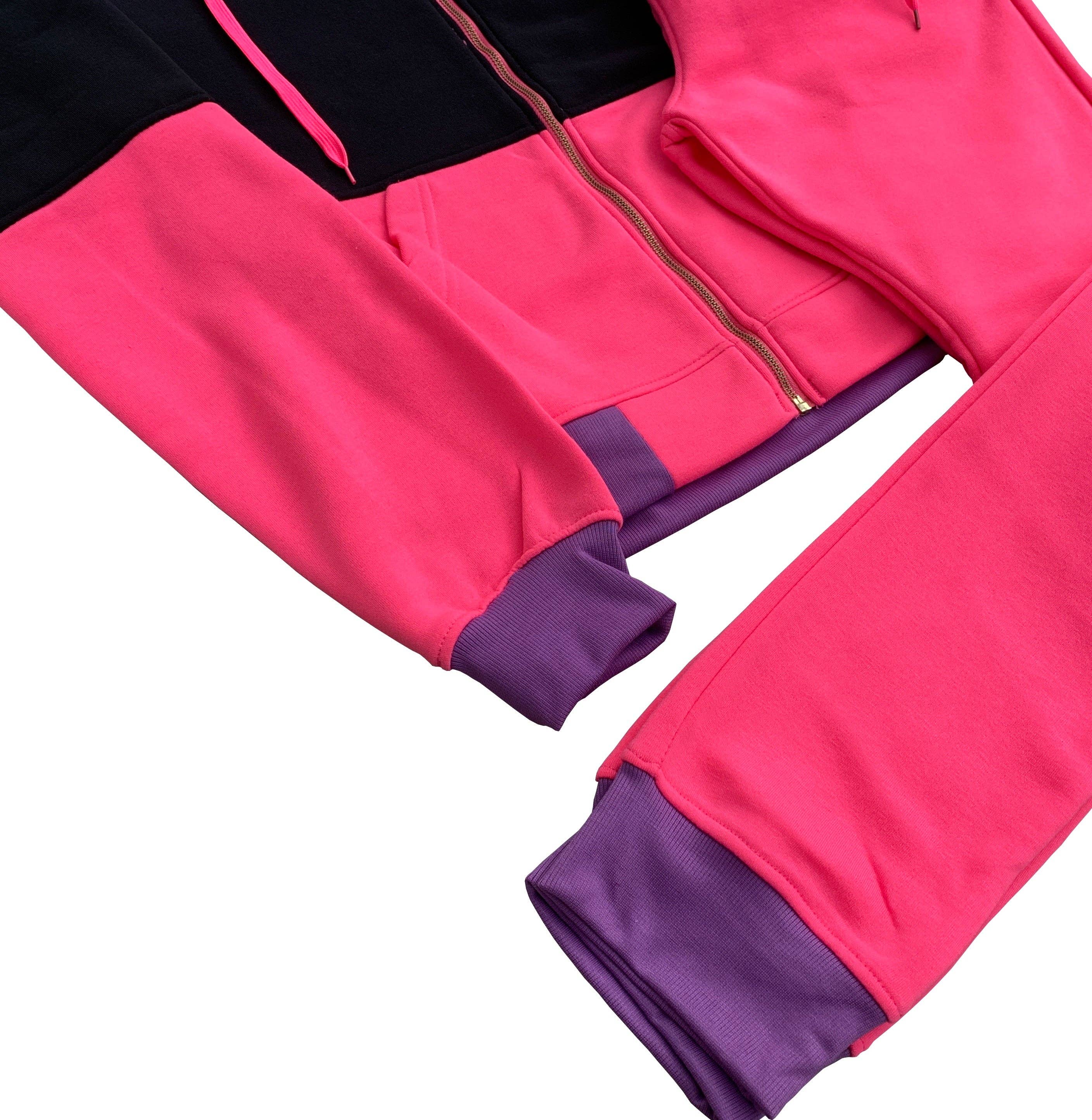 Royal Threads - Wholesale Activewear set – Women′s - Women’s Colorful Fleece Sweatsuit Sweat Jacket & Jogger Sweatpants Outfit12
