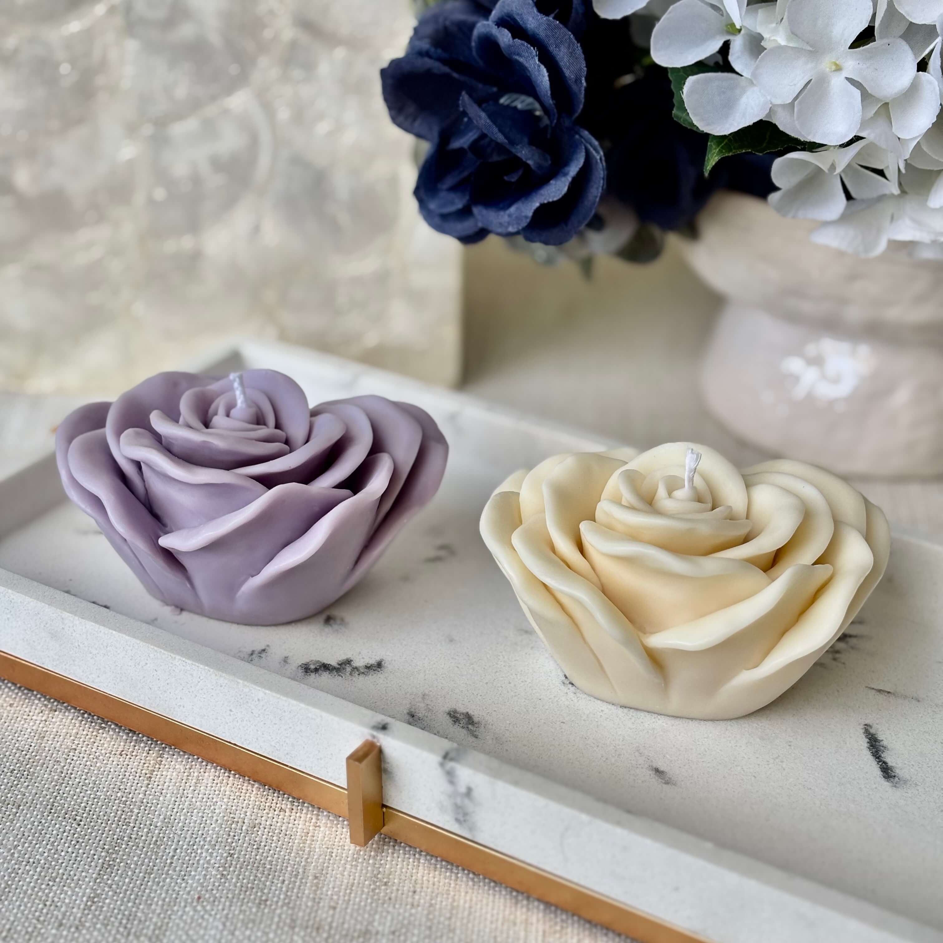 OH MY BOX - Vente Bougies piliers - Coffret Cadeau Bougie Rose | Bougie Fleur Décorative en Cire de Soja7