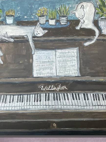 Katte på klaver. Brenda Olson for engroshandel hos Blueberry Road Cards