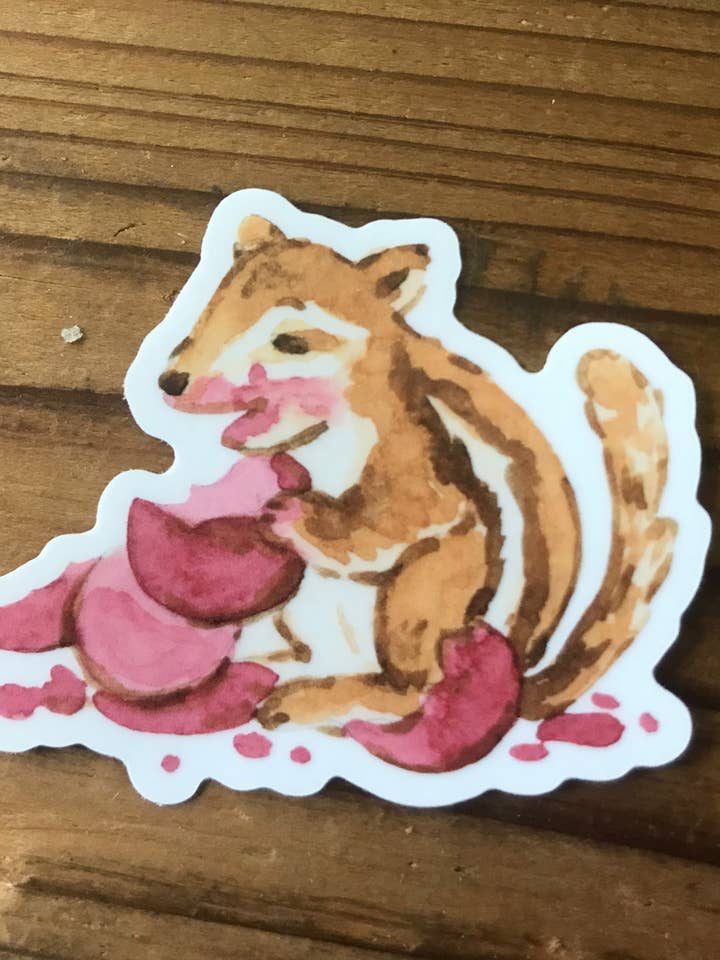 Autocollant en vinyle 3" Écureuil désordonné pour la vente par Cottonbook