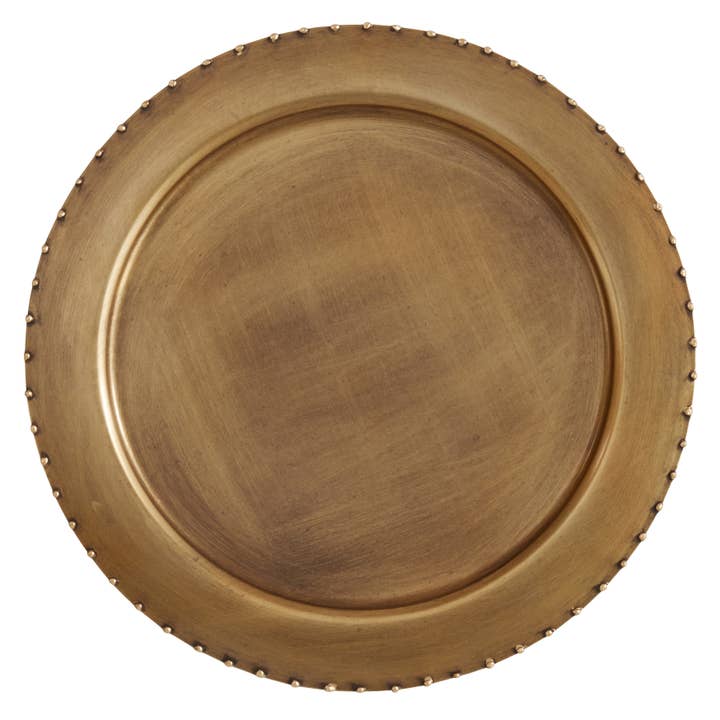 Gold Dot Rim Charger for wholesale on Faire